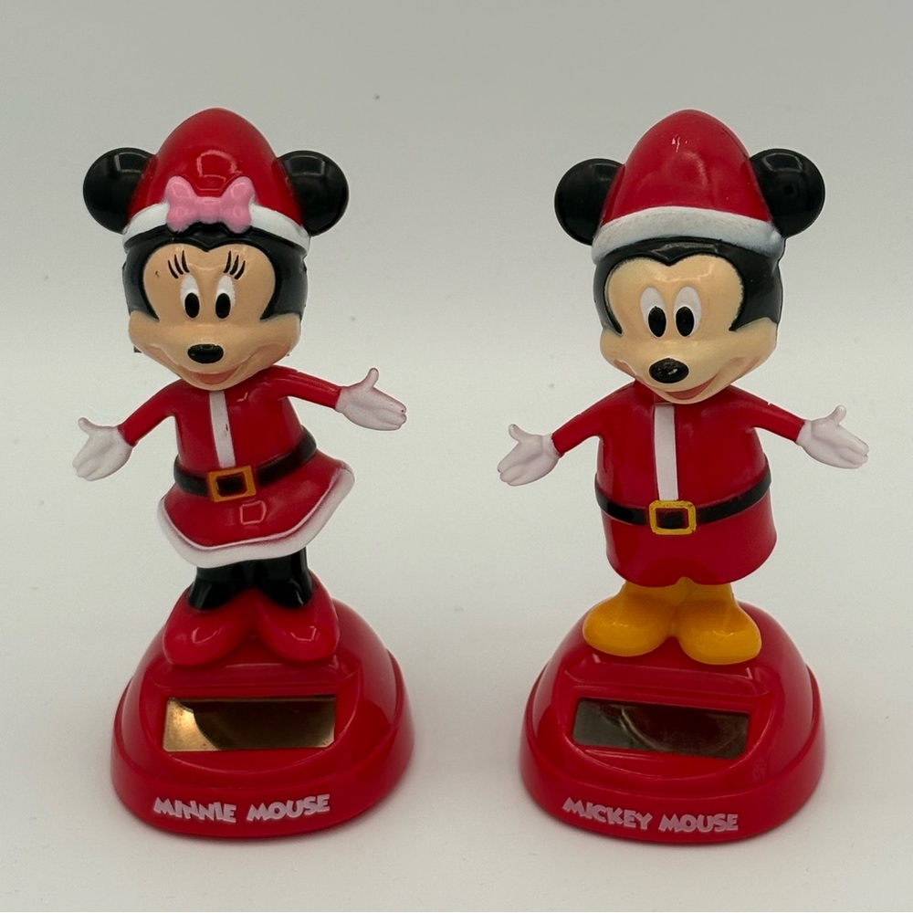 Disney Mickey and Minnie Mouse Christmas Santa Solar-Powered Dancing Figures